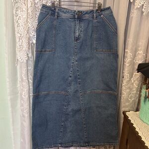 Venezia Cargo Style A-line Maxi Stretch Denim Skirt Sz 16